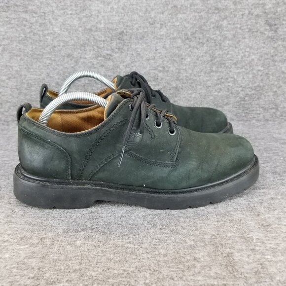 ✅Mens 8.5M VTG Timberland Black Leather Work Oxford Shoes Chunky Sole Y2K - Picture 7 of 10